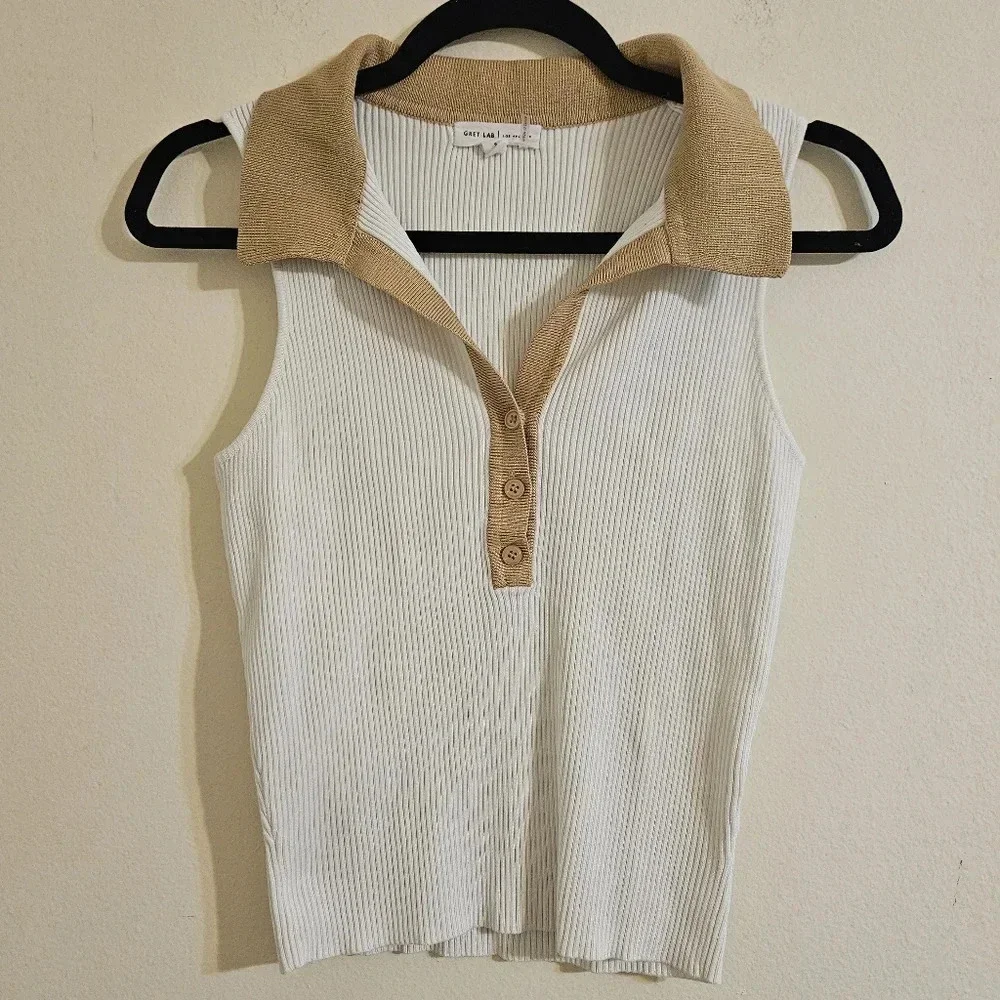 Grey Lab Crop Ribbed Sweater - Picture 1 of 4
